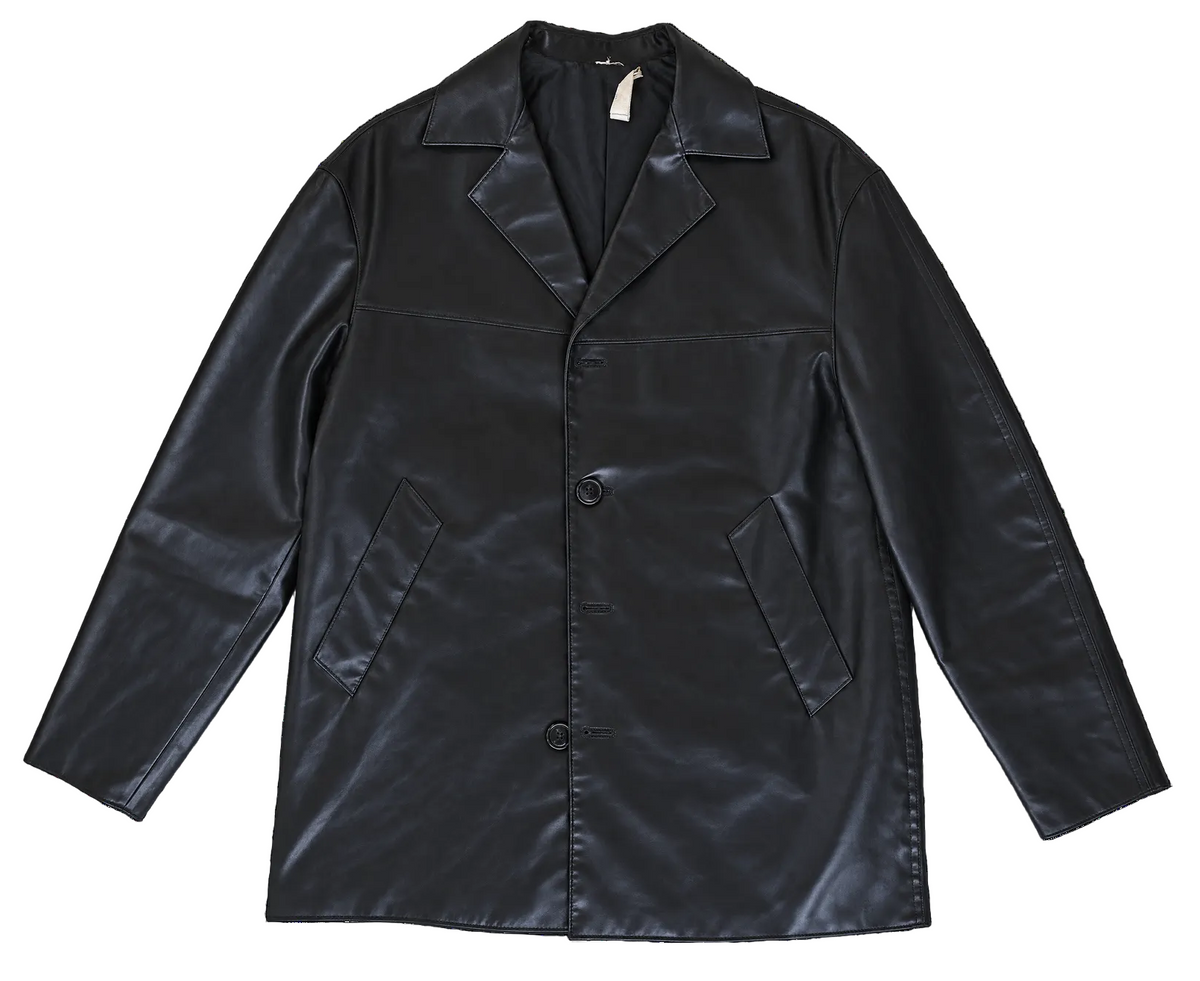 La Vogue Black Mid-Length Leather Jacket