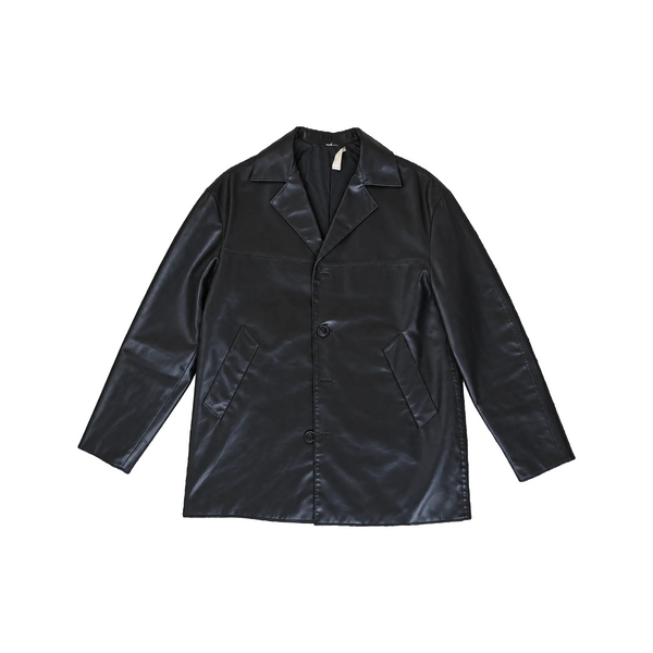 La Vogue Black Mid-Length Leather Jacket