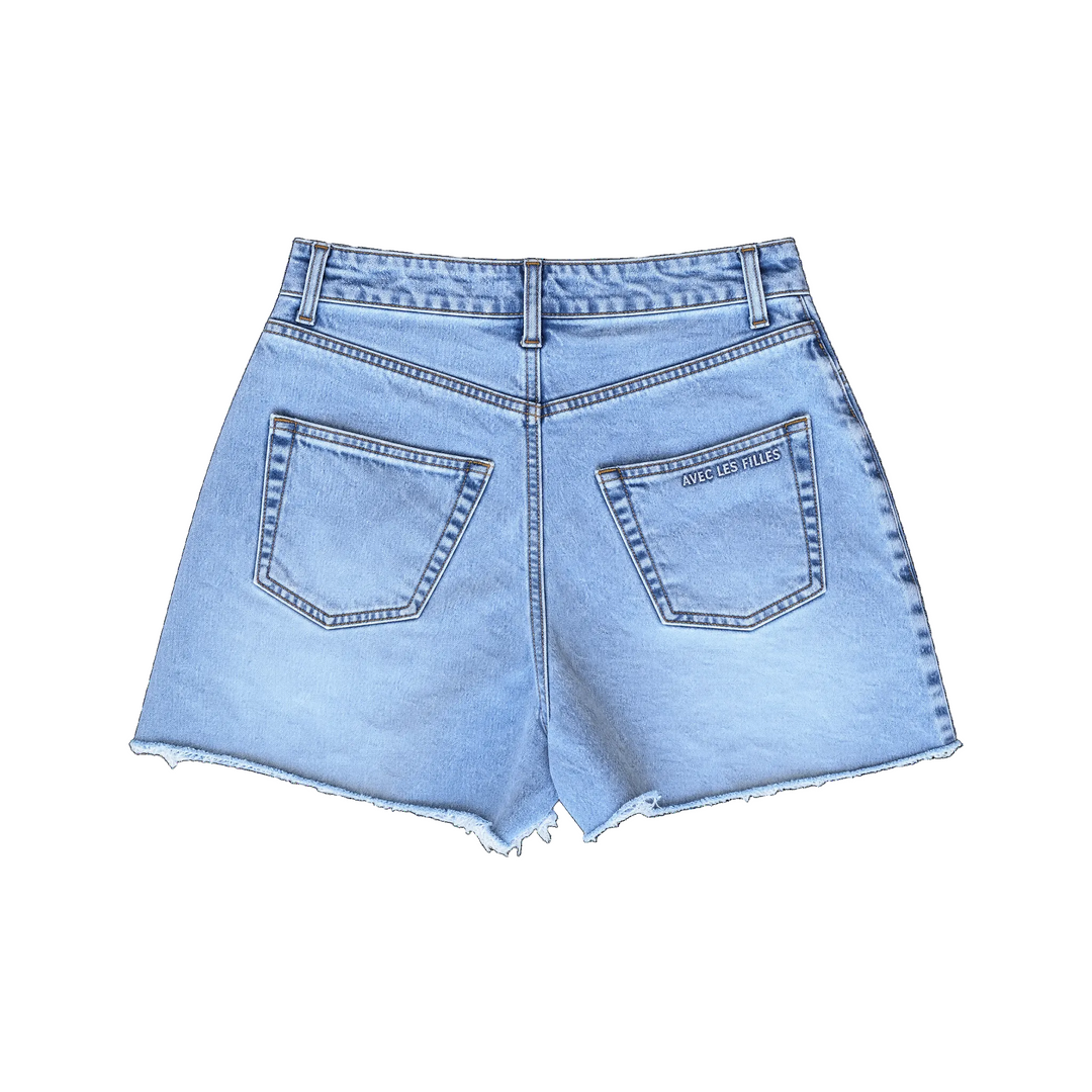 Raw Hem Light Wash Jean Shorts