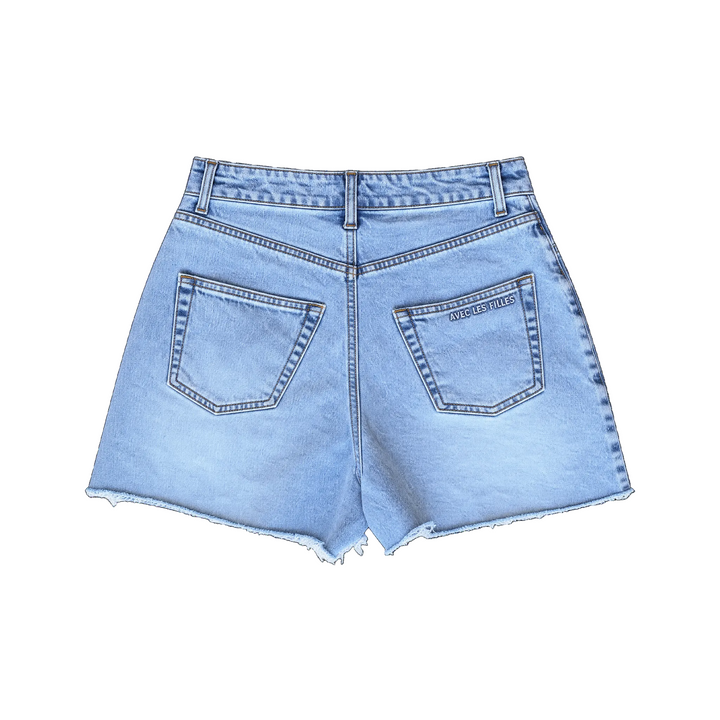 Raw Hem Light Wash Jean Shorts