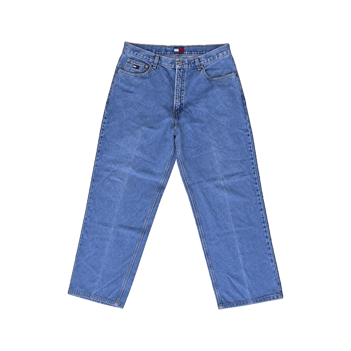 Vintage Tommy Hilfiger Big Logo Straight Leg Medium-Wash Jeans