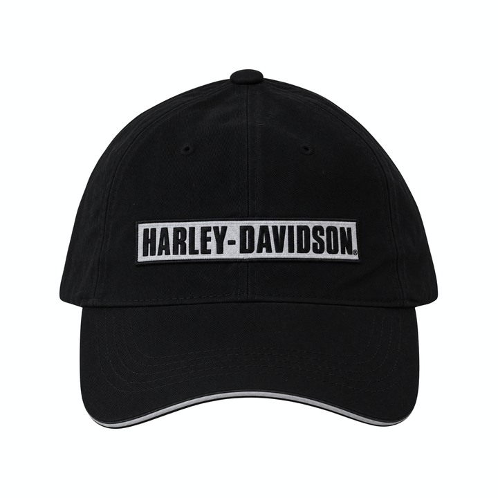 Black &amp; Grey Logo Harley Davidson Strapback Hat