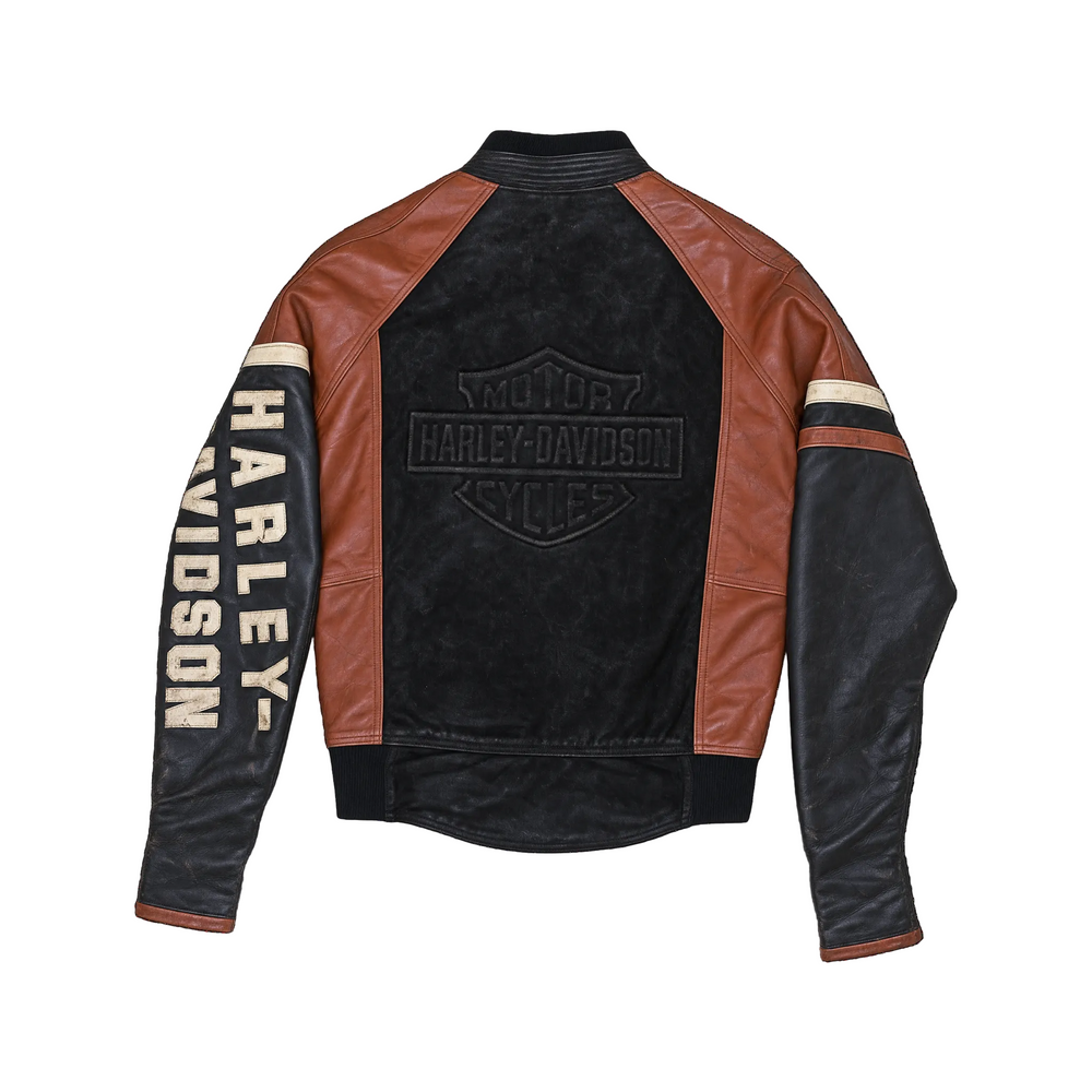 Vintage Harley Davidson Brown & Black Leather/Suede Jacket
