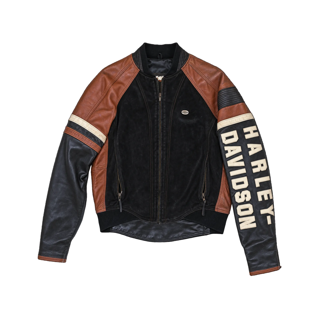 Vintage Harley Davidson Brown & Black Leather/Suede Jacket