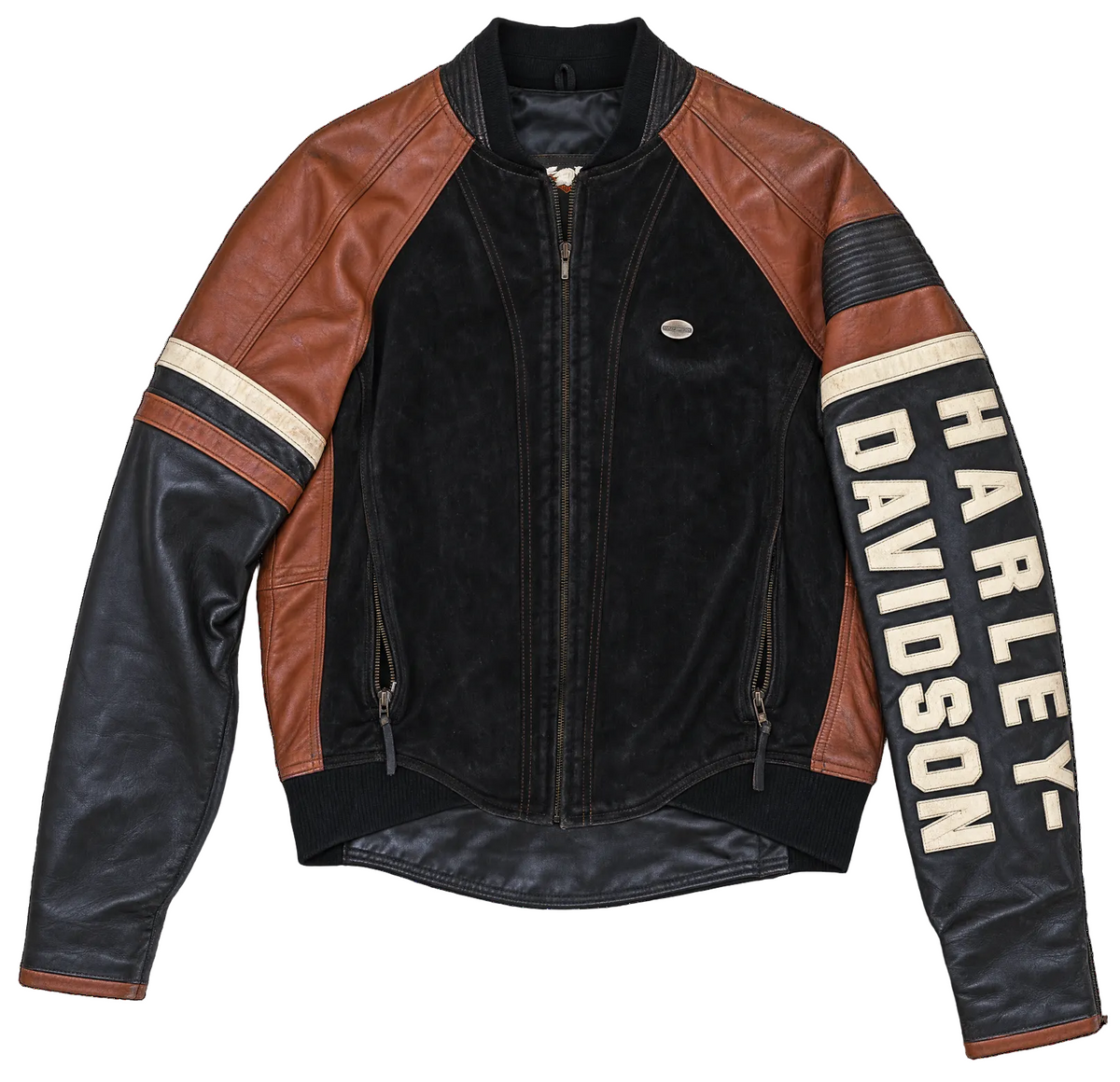 Vintage Harley Davidson Brown & Black Leather/Suede Jacket