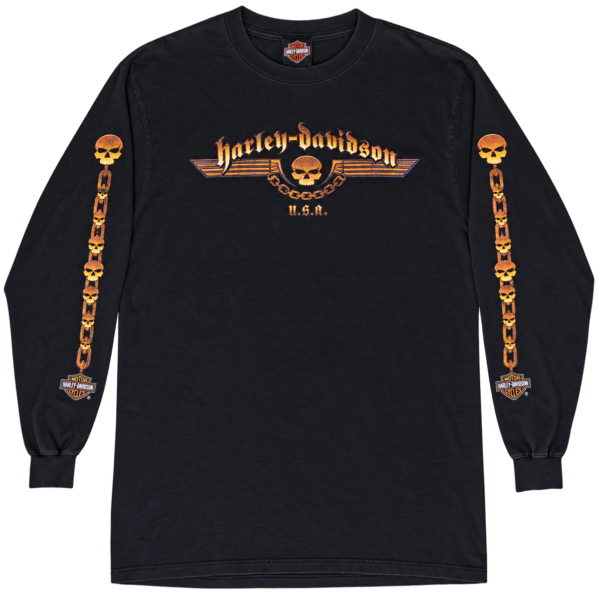 Vintage Harley Davidson 'L.I., New York' Skull Graphic Long Sleeve T-Shirt