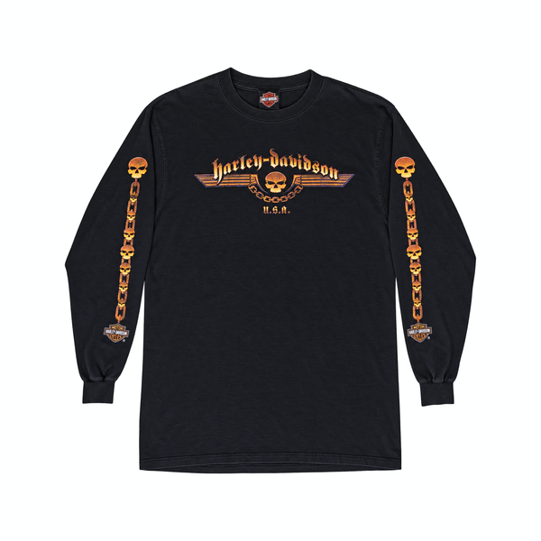 Vintage Harley Davidson 'L.I., New York' Skull Graphic Long Sleeve T-Shirt