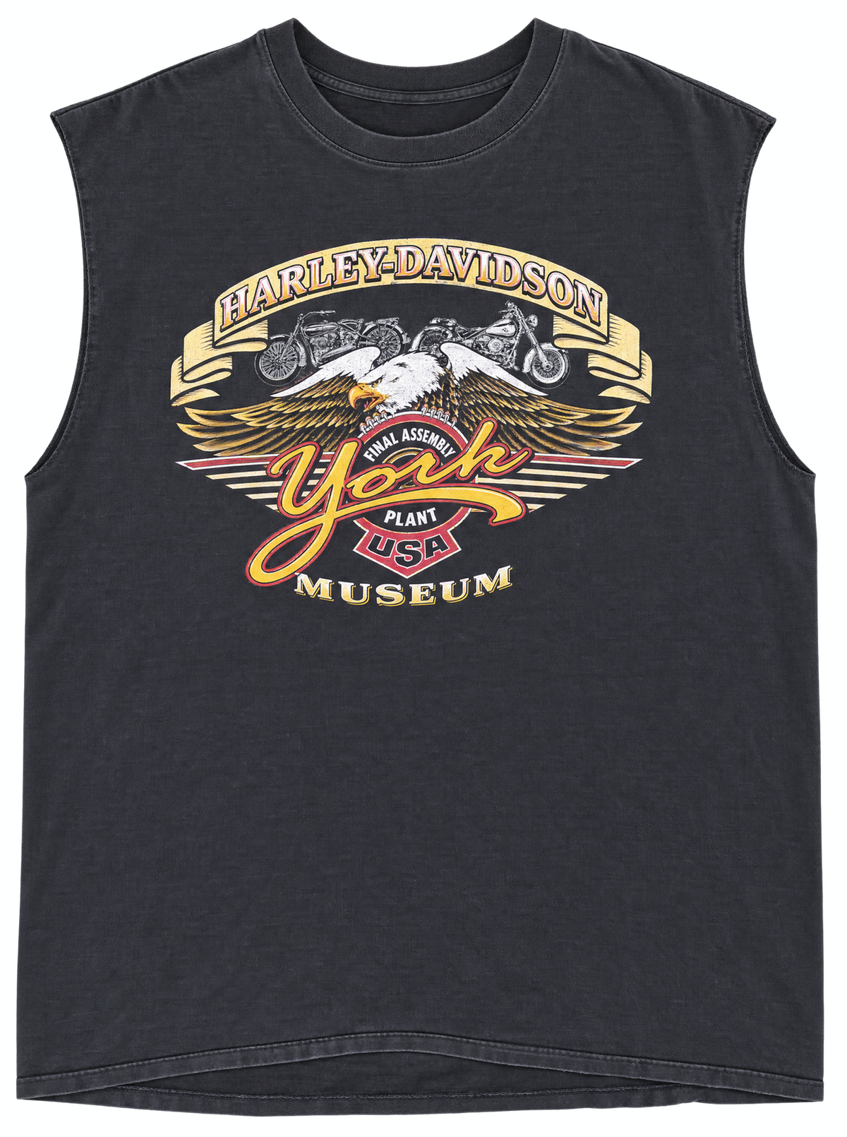 1996 Harley Davidson 'York Final Assembly' Graphic Muscle T-Shirt