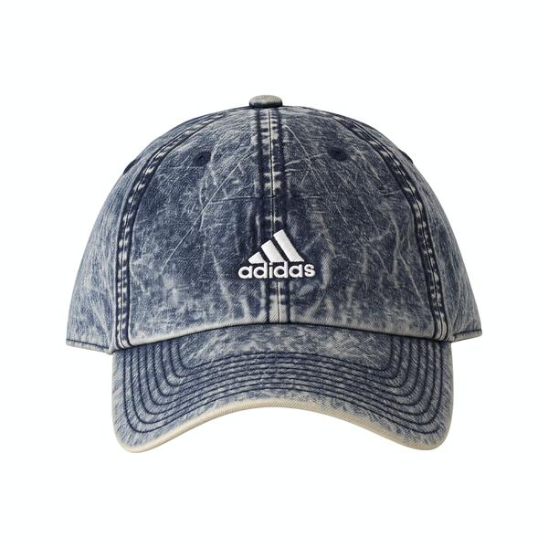 Faded Blue Acid Wash 'Adidas Stripes' Baseball Hat
