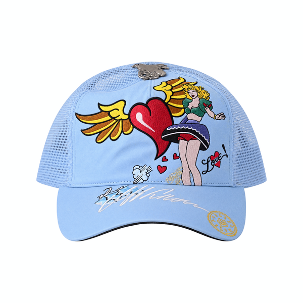 Vintage Cliff Raven Light Blue Japanese Tattoo Snapback Trucker Cap