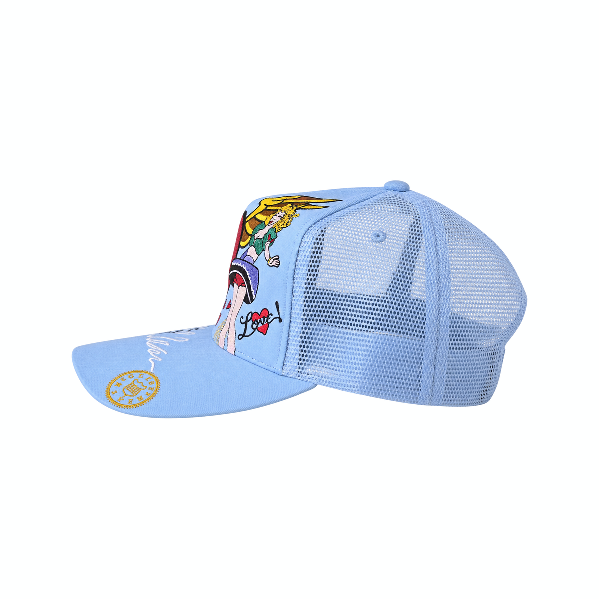 Vintage Cliff Raven Light Blue Japanese Tattoo Snapback Trucker Cap