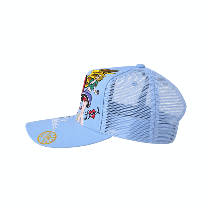 Vintage Cliff Raven Light Blue Japanese Tattoo Snapback Trucker Cap