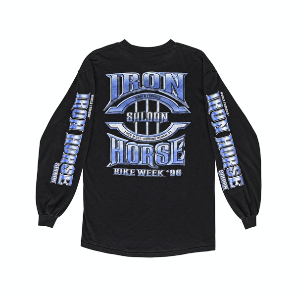 Vintage 'Iron Horse Saloon Bike Week '96' Black Graphic Long Sleeve T-Shirt