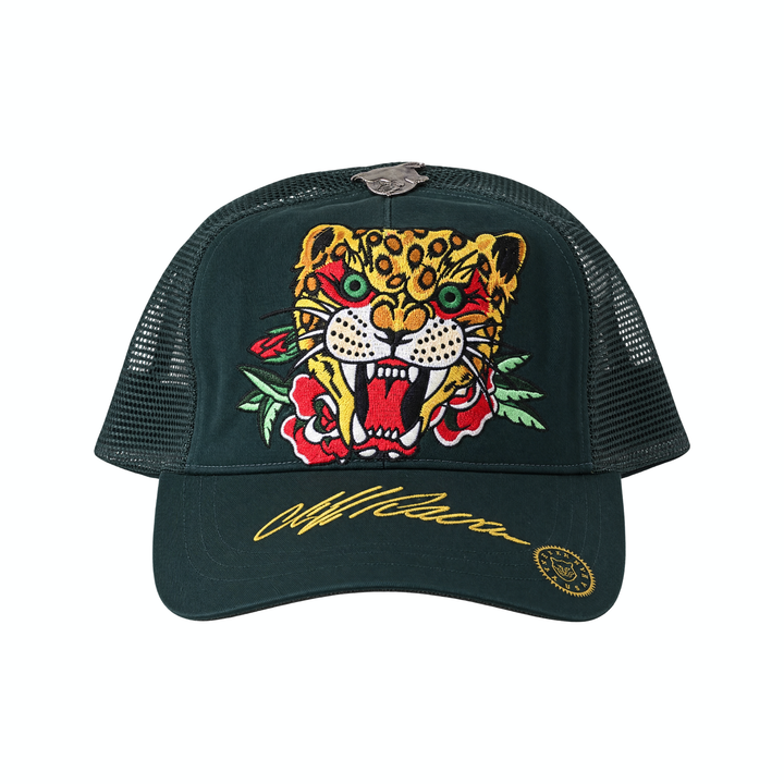 Vintage Cliff Raven Green Japanese Tattoo Snapback Trucker Cap