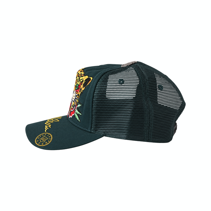Vintage Cliff Raven Green Japanese Tattoo Snapback Trucker Cap