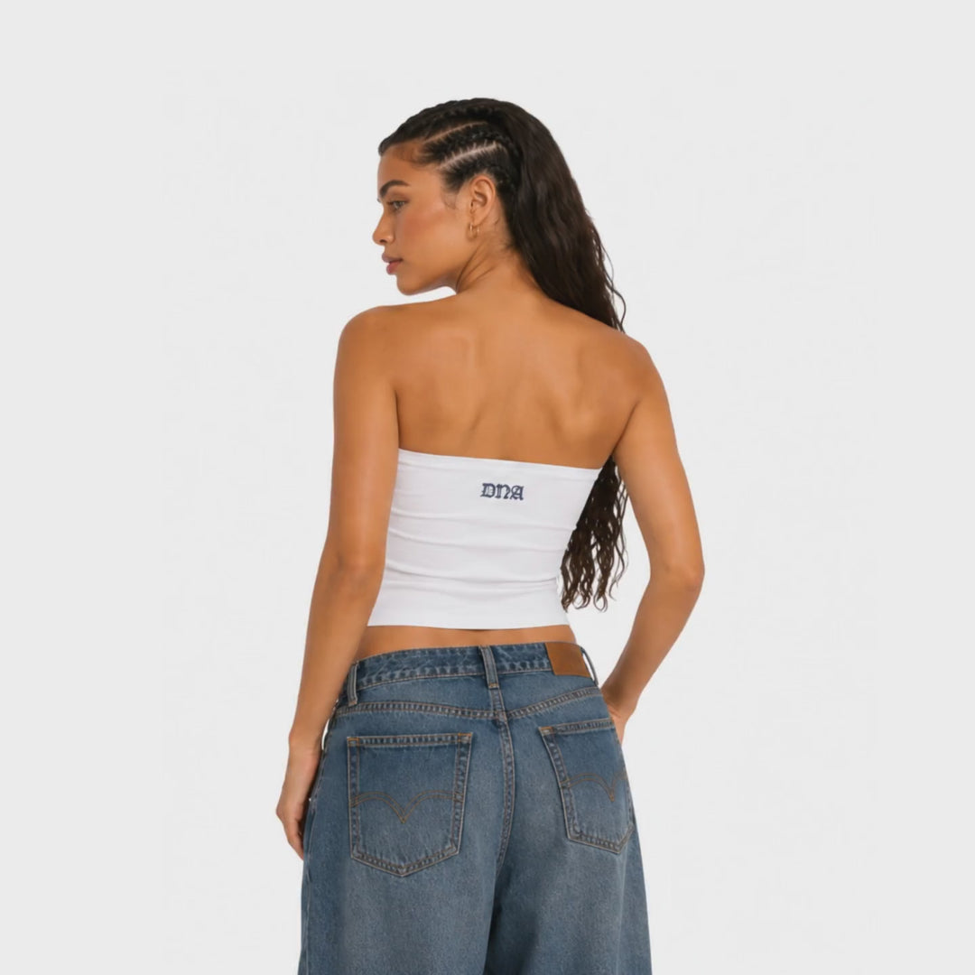 DNA in motion — The Femme Crop Tube Top - CHALK turnaround