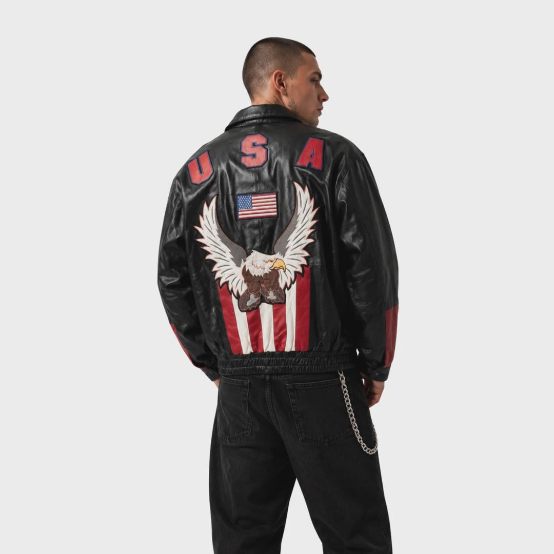 DNA in motion — Vintage USA Eagle Leather Jacket turnaround