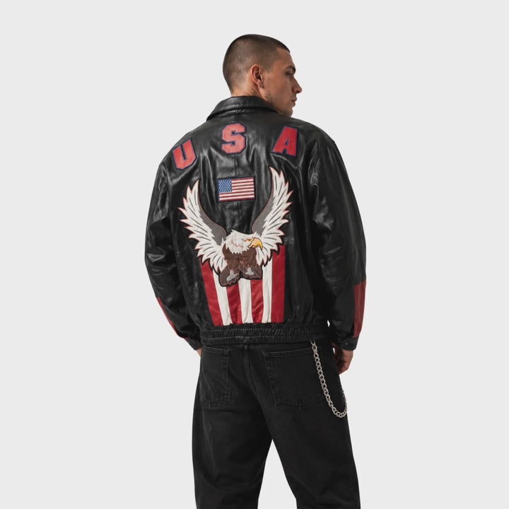 DNA in motion — Vintage USA Eagle Leather Jacket turnaround