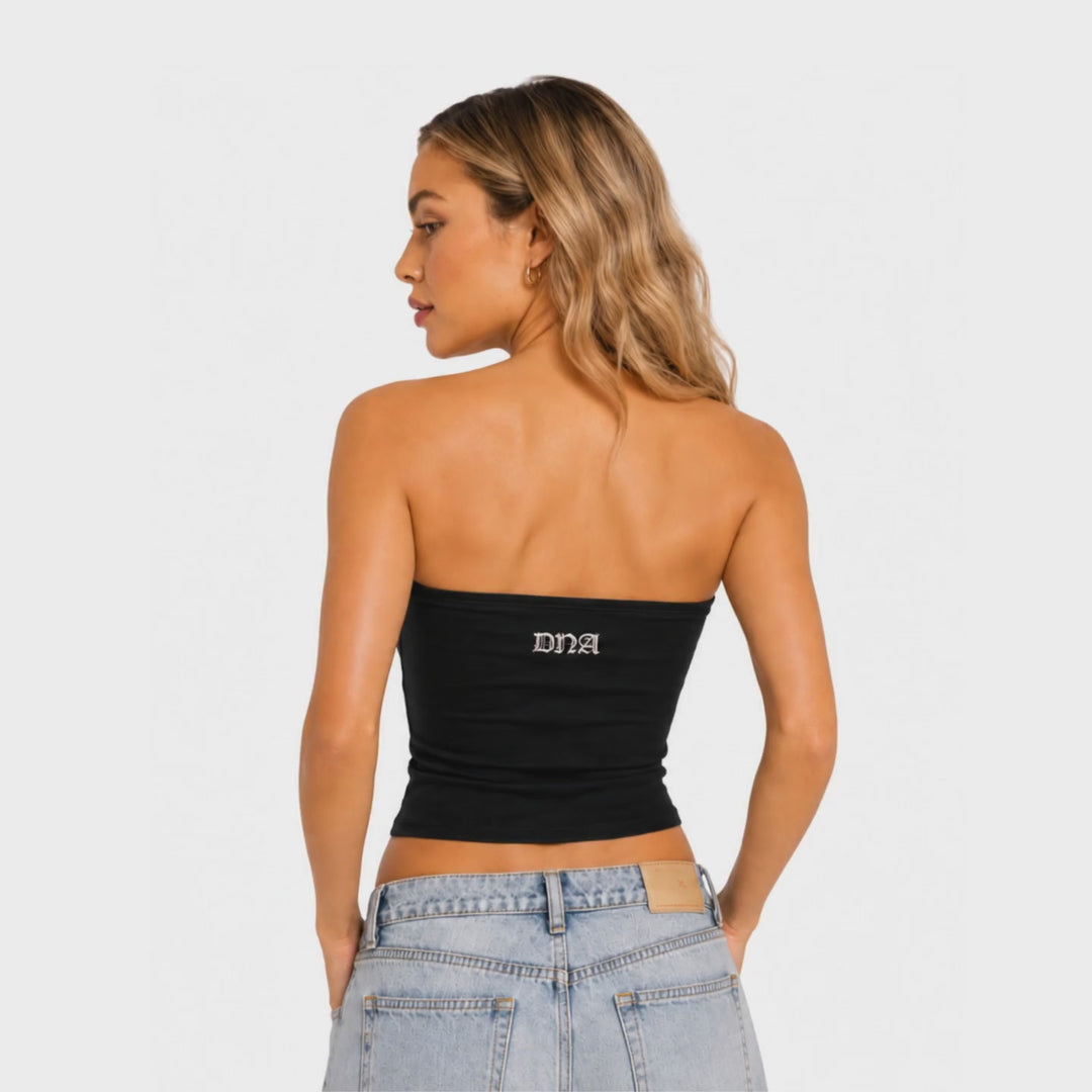 DNA in motion — The Femme Crop Tube Top - CARBON turnaround