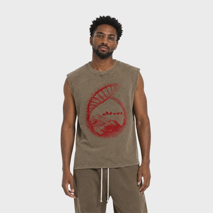 DNA in motion — The Source Muscle Tee - Earth Brown turnaround