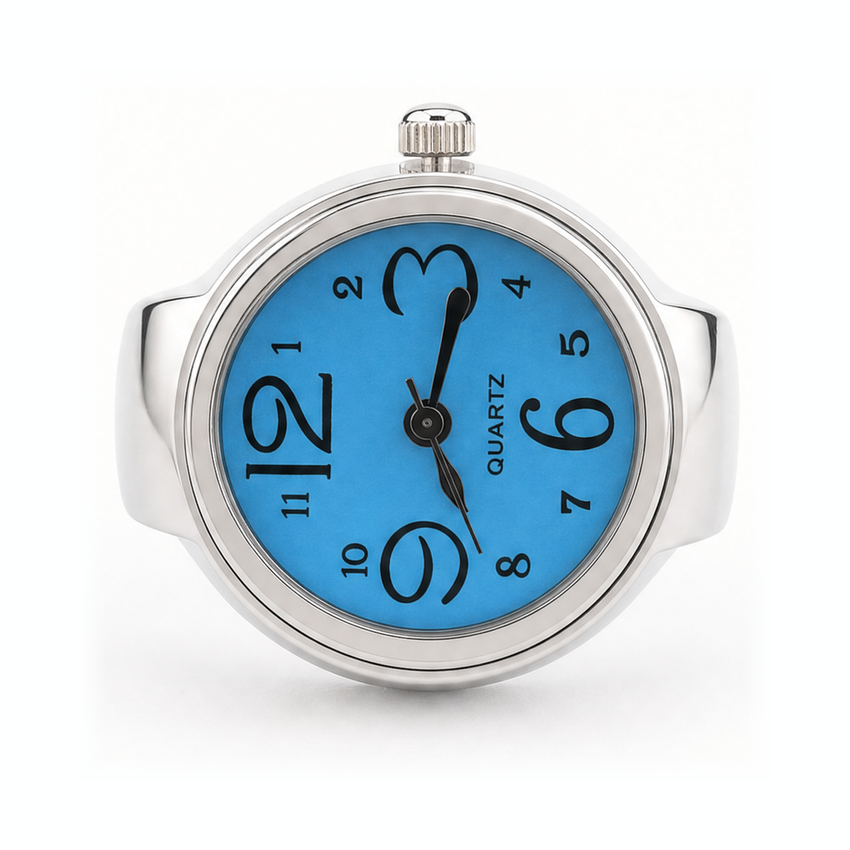 Silver Tone Blue Dial Ring Watch
