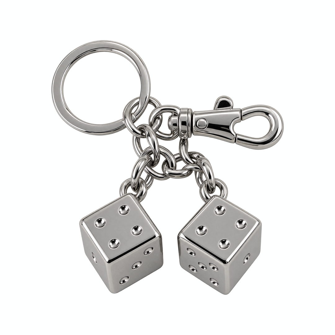 Silver Double Dice Keychain