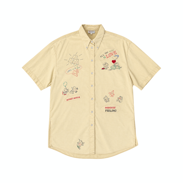 Otto Kern Yellow 'All You Need Is Love' Buttoned Shirt