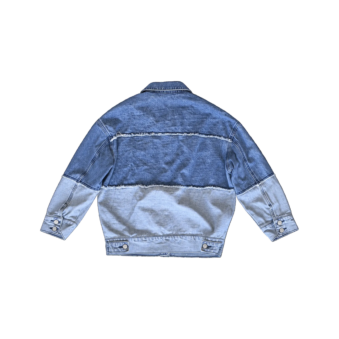 Vintage Style Distressed Two-Toned Denim Jacket