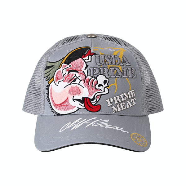 Vintage Cliff Raven Grey Japanese Tattoo Snapback Trucker Cap