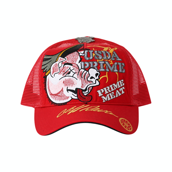 Vintage Cliff Raven Red Japanese Tattoo Snapback Trucker Cap