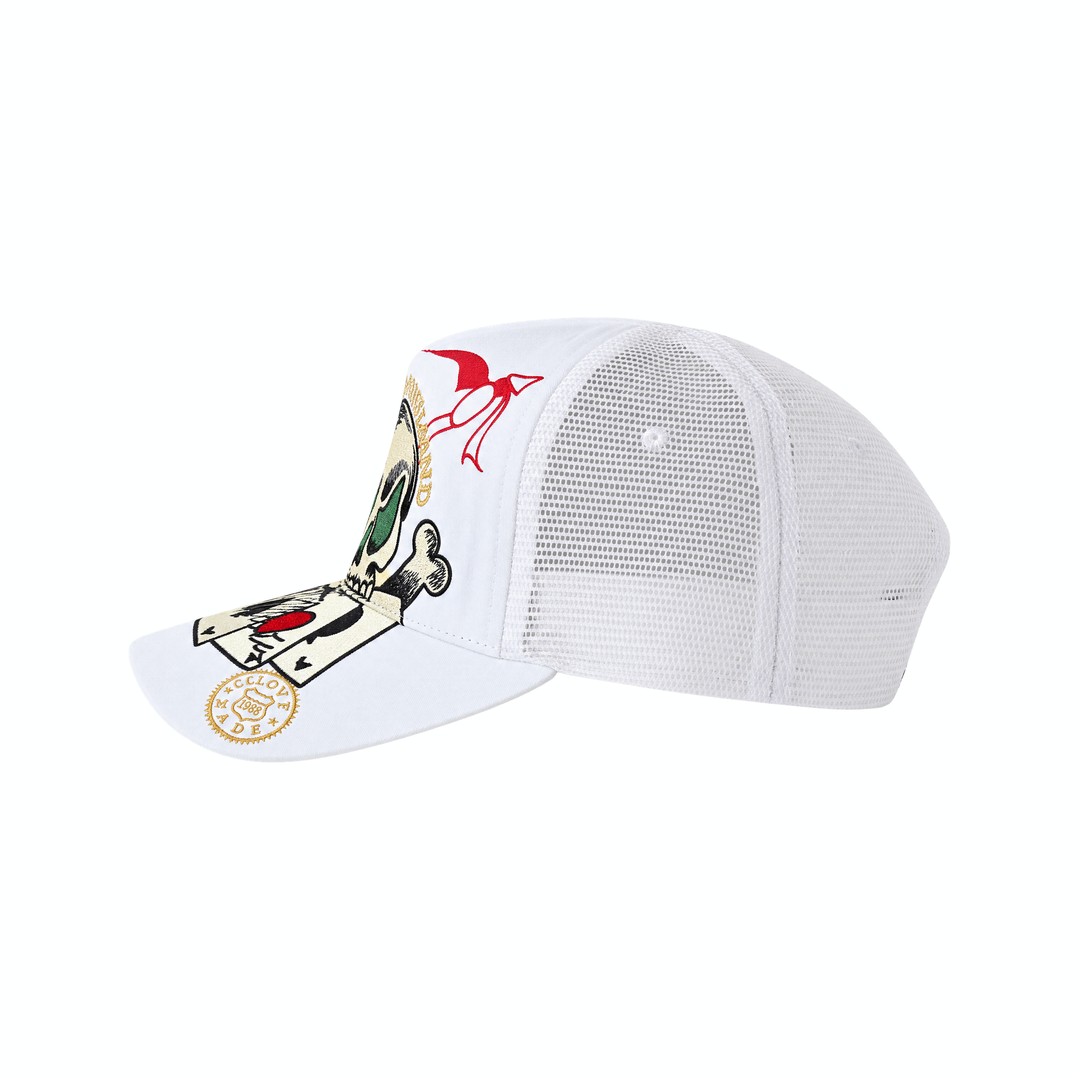 Vintage Cliff Raven White Japanese Tattoo Snapback Trucker Cap